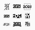 Set of 2021 Happy New Year signs. Big collection of 2021 Happy New Year symbols. Greeting card artwork, brochure template. Vector Royalty Free Stock Photo