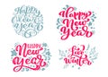 Set Happy New Year vector text Calligraphic Lettering Merry Christmas design card template. Creative typography for Royalty Free Stock Photo