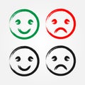 Set of happy and sad smiley drawn with a brush. Grunge. Royalty Free Stock Photo