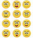 Set of happy, smile, laughing, joyful, sad, angry and crying faces yellow emoticons