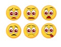 Set of happy, smile, laughing, joyful, sad, angry and crying faces yellow emoticons