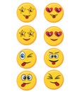 Set of happy, smile, laughing, joyful, sad, angry and crying faces yellow emoticons