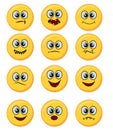 Set of happy, smile, laughing, joyful, sad, angry and crying faces yellow emoticons