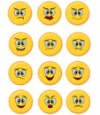 Set of happy, smile, laughing, joyful, sad, angry and crying faces yellow emoticons