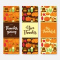 Set of Happy thanksgiving banner with flat icon.