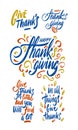 Set of Happy Thanksgiving Day Event Typography Text Royalty Free Stock Photo