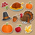 Set of Happy Thanksgiving holiday sticker object