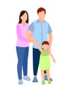 set of happy traditional heterosexual families with children. Smiling mother, father and kids. Cute cartoon characters isolated on