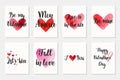 Set of Happy Valentine`s Day greeting cards.