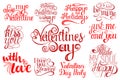 Set of Happy ValentinesDay Lettering, design elements for cards, prints and more.