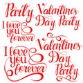 Set of Happy ValentinesDay Lettering, design elements for cards, prints and more.