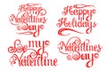 Set of Happy ValentinesDay Lettering, design elements for cards, prints and more.