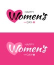 Set of Happy Womens Day typographic lettering templates. Vector Illustration of a Women`s Day card. Royalty Free Stock Photo