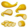 Set of Hard yellow Crookneck Squash Royalty Free Stock Photo