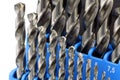 Set of hardened steel metal drill bits