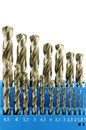 Set of hardened steel metal drill bits Royalty Free Stock Photo