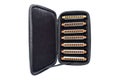 set of harmonicas in black case isolated on white background Royalty Free Stock Photo