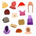 Set of hats of different styles and colors