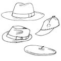 Set of hats hand drawn. Objects isolated on white