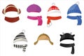 Set of hats and scarves collection Royalty Free Stock Photo