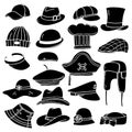 Set of hats silhouettes Royalty Free Stock Photo