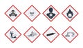 Set of Hazard Symbols. Vector for Safety Signs and Warnings.