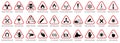 Set of hazard warning signs. Caution danger Symbol, vector illustration, isolated icon set Royalty Free Stock Photo