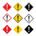 Set of hazard warning, warn symbol vector icon flat sign symbol with exclamation mark isolated on white background Royalty Free Stock Photo