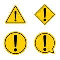 Set of hazard warning, warn symbol vector icon flat sign symbol with exclamation mark isolated on white background Royalty Free Stock Photo