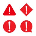 Set of hazard warning, warn symbol vector icon flat sign symbol with exclamation mark isolated on white background Royalty Free Stock Photo