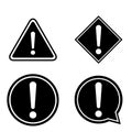 Set of hazard warning, warn symbol vector icon flat sign symbol with exclamation mark isolated on white background Royalty Free Stock Photo