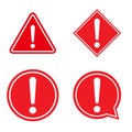 Set of hazard warning, warn symbol vector icon flat sign symbol with exclamation mark isolated on white background Royalty Free Stock Photo