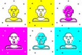 Set Head of deaf and dumb guy icon isolated on color background. Dumbness sign. Disability concept. Vector