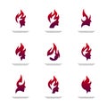 Set of Head Fire logo concept, Mind fire logo, spirit mindset logo, flame head logo - Vector