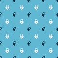 Set Head with heart and Castle in the shape of on seamless pattern. Vector Royalty Free Stock Photo