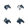 Set of Head Horse logo design vector. Horse Fire logo template. Illustration Vector Royalty Free Stock Photo