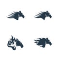 Set of Head Horse logo design vector. Horse Fire logo template. Illustration Vector Royalty Free Stock Photo