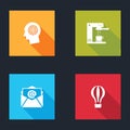 Set Head hunting concept, Coffee machine and cup, Mail e-mail and Hot air balloon icon. Vector Royalty Free Stock Photo