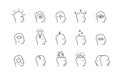 Set of head icons with different emotional state. Mental health problems and medical therapy. Concept of psychotherapy