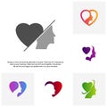 Set of Head love logo vector, Head intelligence logo designs concept vector - Vector Royalty Free Stock Photo