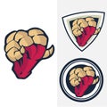 set of head rams logo with shield background