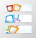 Set of header banner geometric design with colorful rectangles in dynamic style