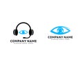 Set of Headphone logo design combined with eye vector