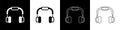 Set Headphones icon isolated on black and white background. Earphones. Concept for listening to music, service Royalty Free Stock Photo