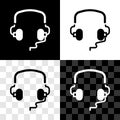 Set Headphones icon isolated on black and white, transparent background. Earphones. Concept for listening to music Royalty Free Stock Photo