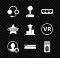 Set Headphones, Joystick for arcade machine, Like and heart, Premium create account screen, Video game console, Computer