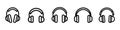 set of headphones line icons isolated