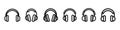 set of headphones line icons isolated