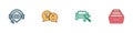 Set Headphones with speech bubble chat, Question and Exclamation, Car service and Drawer documents icon. Vector Royalty Free Stock Photo