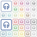 Headset color outlined flat icons Royalty Free Stock Photo